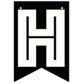 GLÜCKLICHER GEBTHTAG □ WHITE TEXT AUF SCHWARZ HINT WIMPELKETTE (Zweite Fahne)