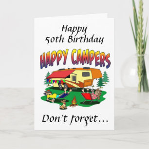 GLÜCKLICHER GEBURTSTAG *50.* BIS *DER CAMPER* IN I KARTE