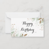 glücklicher Geburtstag Aquarellgold botanisch Mitteilungskarte (Vorderseite)