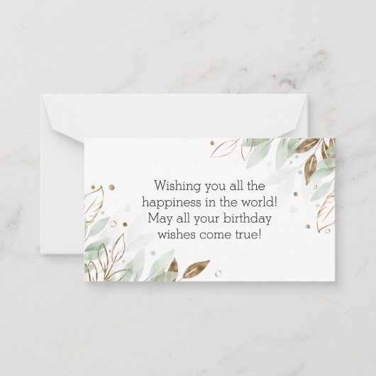 glücklicher Geburtstag Aquarellgold botanisch Mitteilungskarte (Rückseite)