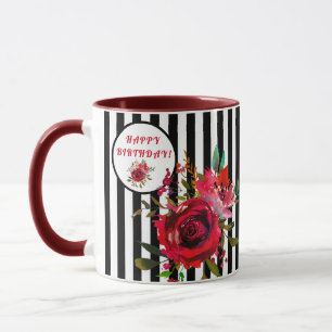 GLÜCKLICHER GEBURTSTAG ATEMBERAUBENDE FLORALKAFFE TASSE