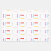 Glücklicher Geburtstag auf Weiß Geschenkpapier Set (Vorderseite 3)