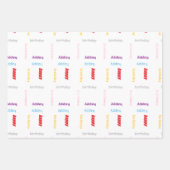 Glücklicher Geburtstag auf Weiß Geschenkpapier Set (Vorderseite 2)