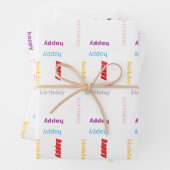 Glücklicher Geburtstag auf Weiß Geschenkpapier Set (Beispiel)
