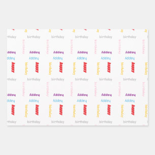 Glücklicher Geburtstag auf Weiß Geschenkpapier Set