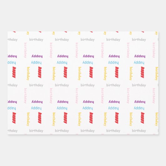 Glücklicher Geburtstag auf Weiß Geschenkpapier Set (Vorderseite)