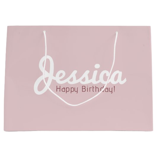 Glücklicher Geburtstag, benutzerdefinierbarer Name Große Geschenktüte (Vorderseite)