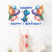 GLÜCKLICHER GEBURTSTAG BLAU T REX Banner (Insitu)