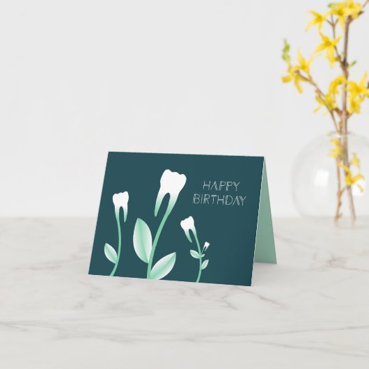 GLÜCKLICHER GEBURTSTAG blühende Zähne Karte (Gelbe Blume)