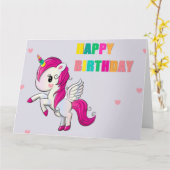 Glücklicher Geburtstag Einhorn Grußkarte Karte (Gelbe Blume)