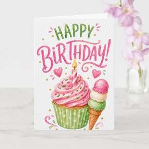 Glücklicher Geburtstag Eiscreme-Kegel-Geburtstagsk Karte