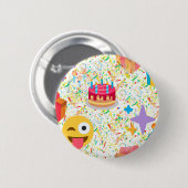 glücklicher Geburtstag Emoji Button (Vorne & Hinten)