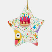 glücklicher Geburtstag Emoji Keramikornament (Rechts)