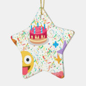 glücklicher Geburtstag Emoji Keramikornament (Links)