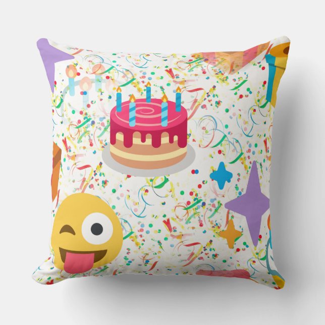 glücklicher Geburtstag Emoji Kissen (Vorderseite)