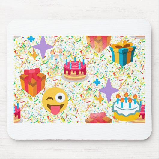 glücklicher Geburtstag Emoji Mousepad (Vorne)