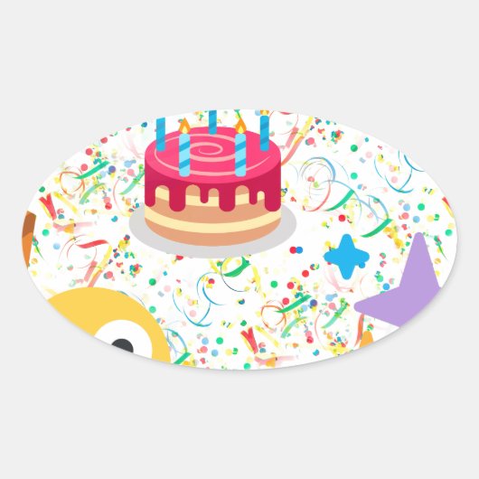 glücklicher Geburtstag Emoji Ovaler Aufkleber (Vorderseite)