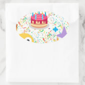 glücklicher Geburtstag Emoji Ovaler Aufkleber (Tasche)