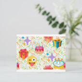 glücklicher Geburtstag Emoji Postkarte (Stehend Vorderseite)