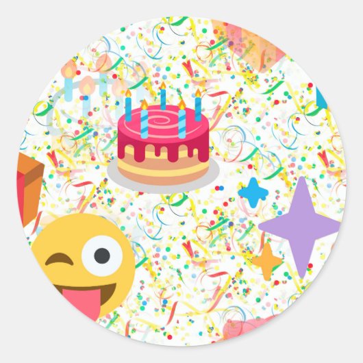 glücklicher Geburtstag Emoji Runder Aufkleber (Vorderseite)