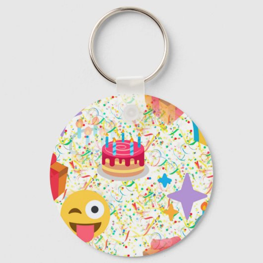 glücklicher Geburtstag Emoji Schlüsselanhänger (Vorderseite)