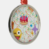 glücklicher Geburtstag Emoji Silbernes Ornament (Rechts)