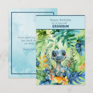 Glücklicher Geburtstag Enkelkind Baby Dinosaur Karte