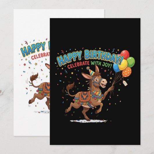 Glücklicher Geburtstag Esel-Feier Einladung (Vorne/Hinten)