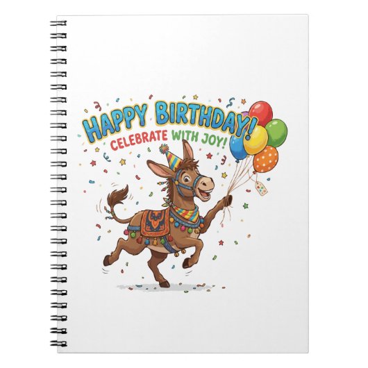 Glücklicher Geburtstag Esel-Feier Notizblock (Vorderseite)