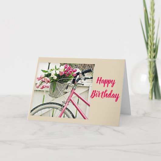 ****GLÜCKLICHER GEBURTSTAG**** FAHRRAD IN FRÜHZEIT KARTE (Vorderseite)