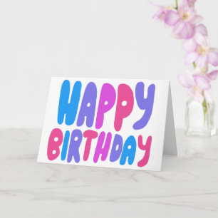 GLÜCKLICHER GEBURTSTAG farbenfrohe Bubble Letters  Karte
