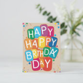 GLÜCKLICHER GEBURTSTAG farbenfrohe Bubble Letters  Postkarte (Stehend Vorderseite)