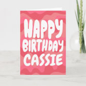 GLÜCKLICHER GEBURTSTAG farbenfrohe, hellrosa Strei Karte (Vorderseite)