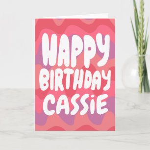 GLÜCKLICHER GEBURTSTAG farbenfrohe, hellrosa Strei Karte