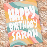 GLÜCKLICHER GEBURTSTAG Farbenfrohe Regenbogenstrei Postkarte<br><div class="desc">Handgemachte Karte für Sie! Passen Sie mit Ihrem eigenen Text an oder ändern Sie die Farben. Karo meinen Shop für viel mehr Farben und Designs oder lass mir wissen,  wenn Sie etwas Sonderanfertigungen wollen!</div>
