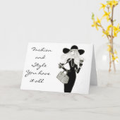 GLÜCKLICHER GEBURTSTAG-FASHIONISTA MIT STIL KARTE (Gelbe Blume)