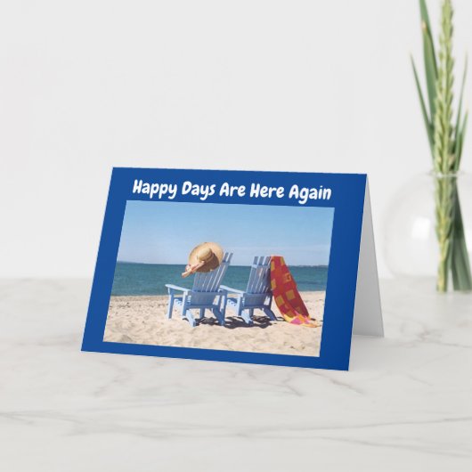 GLÜCKLICHER GEBURTSTAG = FEIERSCHEIN AM STRAND! KARTE (Vorderseite)