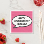 GLÜCKLICHER GEBURTSTAG Fun Retro Comic Book Speech Serviette (Beispiel)