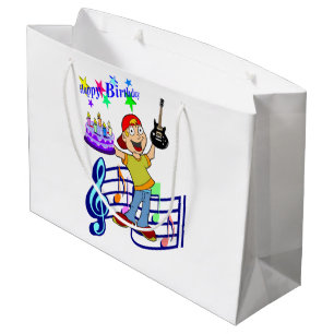 Glücklicher Geburtstag Geschenk Tag Musiker Gitar Große Geschenktüte