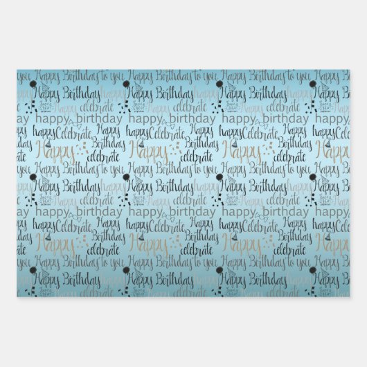 Glücklicher Geburtstag Geschenkpapier Set (Vorderseite 3)