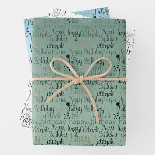 Glücklicher Geburtstag Geschenkpapier Set (Beispiel)