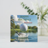 Glücklicher Geburtstag Golfing Ball Hitzewasser Karte (Stehend Vorderseite)
