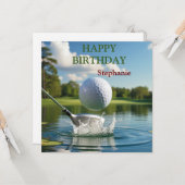 Glücklicher Geburtstag Golfing Ball Hitzewasser Karte (Vorderseite/Rückseite Beispiel)