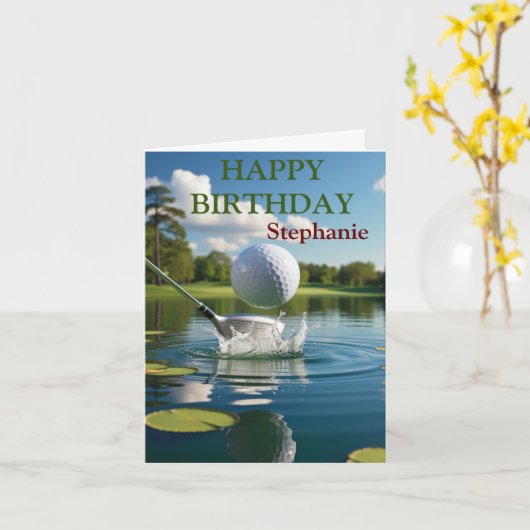 Glücklicher Geburtstag Golfing Ball Hitzewasser Karte (Gelbe Blume)