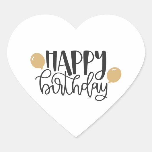 glücklicher Geburtstag Herz-Aufkleber (Vorderseite)