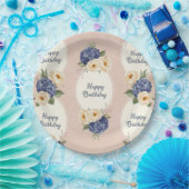 Glücklicher Geburtstag, Hydrangeas und Peonies Pappteller (Party)