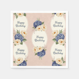 Glücklicher Geburtstag, Hydrangeas und Peonies Serviette