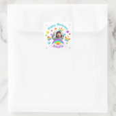 Glücklicher Geburtstag individueller Name Kinder A Quadratischer Aufkleber (Tasche)