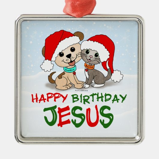 Glücklicher Geburtstag Jesus Ornament Aus Metall (Vorne)