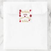 Glücklicher Geburtstag Juli Geburtstagsticker Quadratischer Aufkleber (Tasche)